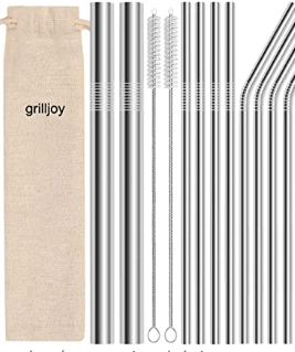 grilljoy 13pcs pajitas reutilizables de metal para beber - pajitas de acero inoxidable de 8.5 pulgadas - compatibles con vasos de 20 oz Yeti bebida fría