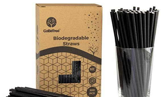 GoBeTree 300 Pajitas de Papel biodegradables Color Negro, Pajita Desechables ecológicas compostables. Cañitas para Fiestas, cumpleaños y Celebraciones. Bebidas frías y Calientes.