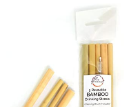 VIE Gourmet Réutilisables Bambou 5 Pajitas de Beber, Amarillo, One Size (VG-BAMBOO-STRAW-5)